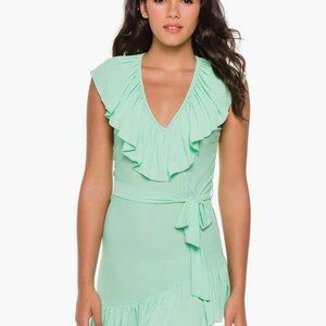 Luli Fama COSITA BUENA - Unwrap Me Mini Dress in Mint Size Small